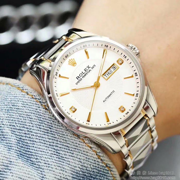 ROLEX勞力士 最新款式 勞力士日記系列 簡約版 原裝進口8205機械機芯 鎢鋼間精鋼錶帶 透視底蓋 男士腕表  wssb5044